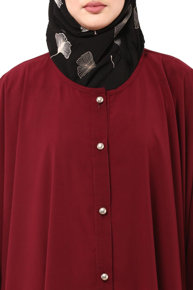 BT - Being Traditional Modest Co-Ord Set for Women - Loose Fit Front Open Free Size Kaftan Top with Trouser (Top: Free Size | Trouser: Large, Maroon) - Image 4