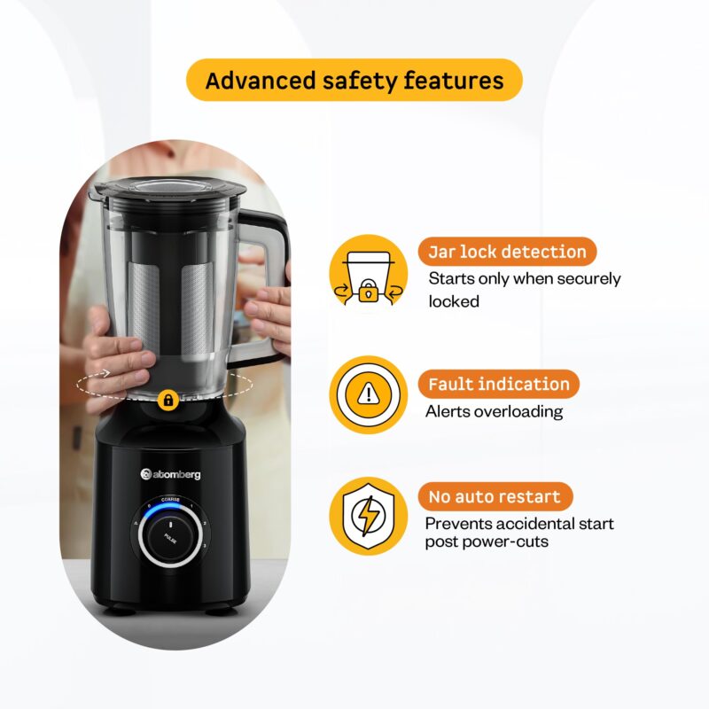 Atomberg Zenova Fresh Juicer Mixer Grinder For Kitchen | Intelligent BLDC Motor | Grind Like 1000 Watt | Coarse Mode for Silbatta Texture | 4 Jar With Chopper | Coconut Milk Maker | Hands-Free | Black - Image 9