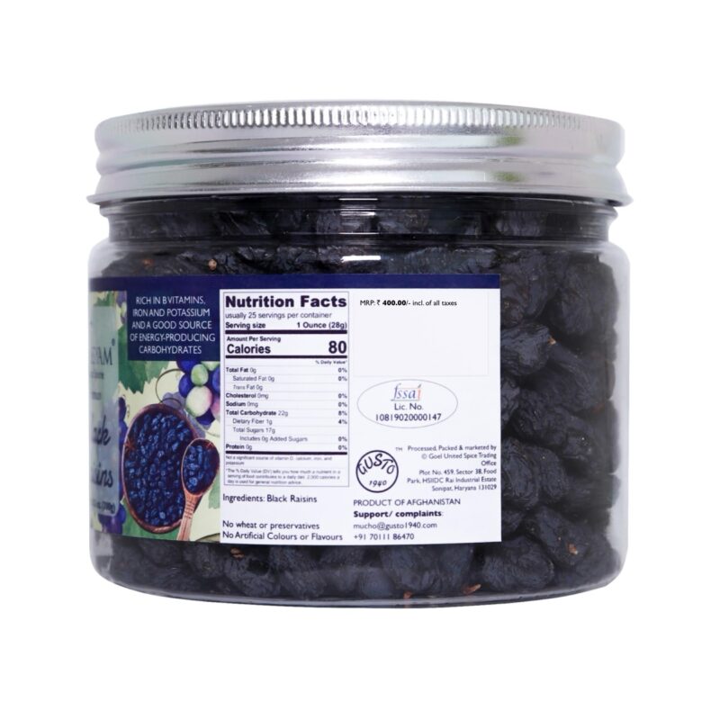 TASSYAM Premium Hand Picked Black Raisins 300Gm Jar | Healthy Natural Dry Fruits Luxury Pack Of Kali Draksh Kishmish - Image 3