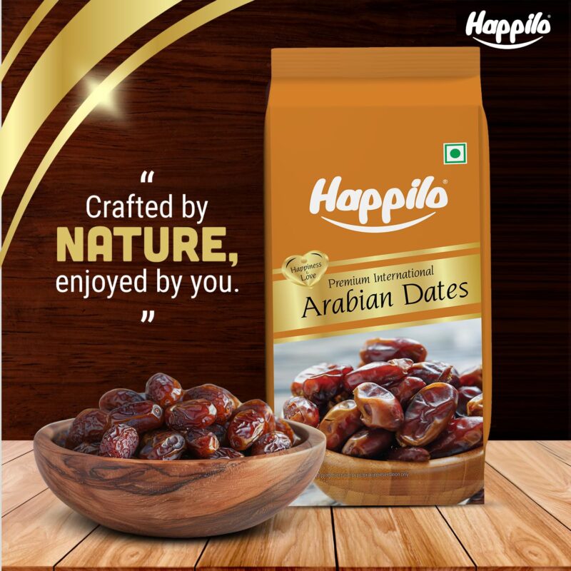 Happilo Premium Natural Arabian Dates 500g Pouch | Khajur, Khajoor | Dry Fruits | Dates in Fresh | Healthy Snacks | Rich in Fibre | No Added Sugar - Image 3