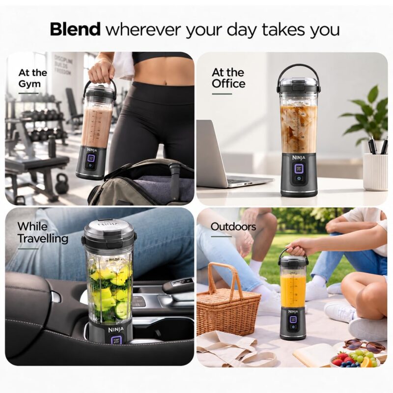 Ninja Blast Portable Cordless Blender (BC151INBK) – 530ml | USB-C Rechargeable | Crushes Ice & Frozen Fruit | BPA Free, Leak-Proof Travel Lid - Image 3