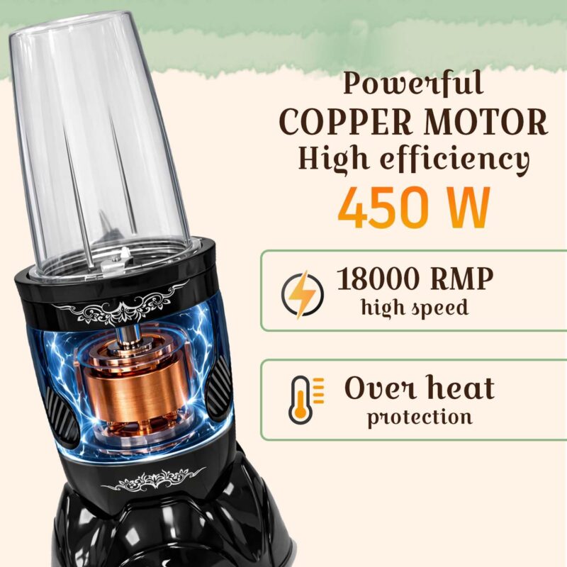 Kanchan Nutri Blender Juicer Mixer Grinder, Smoothie Maker, Masala Grinder, Chutney Blender, Copper Motor with 450W, 3 Unbreakable Jars, SS Blades, (3 Jars & 2 Blade) BIS Certified - 1 Year Warranty - Image 4