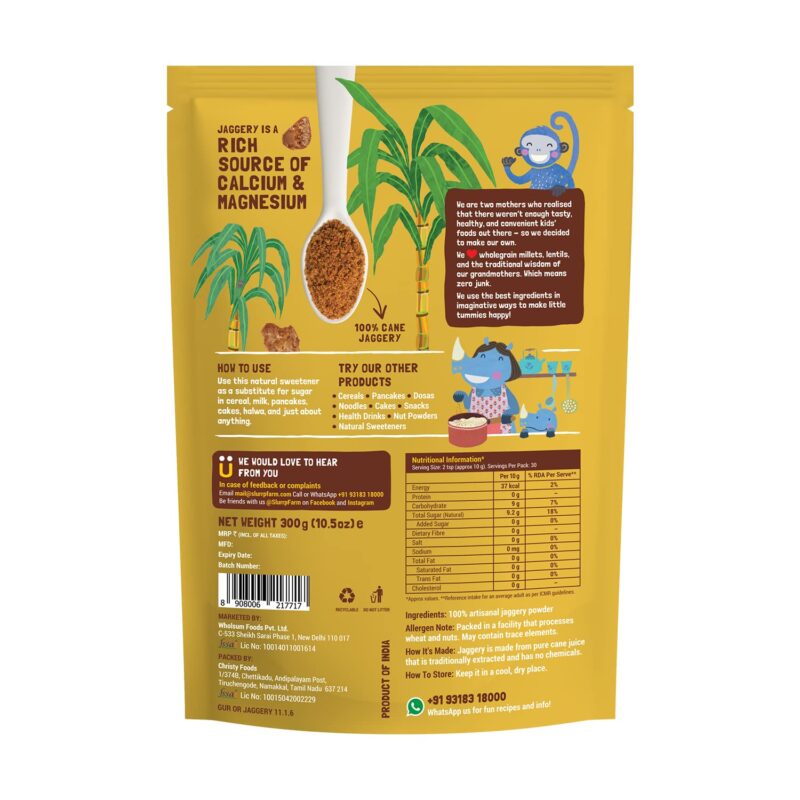 Slurrp Farm Jaggery/Gur/Gud Powder | Healthy Sugar Subsitute | Unbleached Jaggery | Sulphate Free, 300g - Image 2