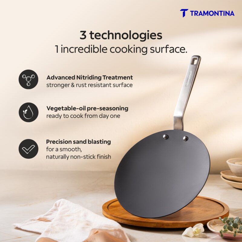 TRAMONTINA Heritage Iron Roti Tawa 26 cm | Black - Image 4