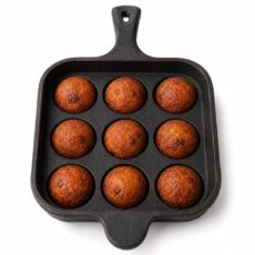 Kichera Cast Iron 9 Cavity Paniyaram pan Long Handle 7 Inch, 2.4kg | Paddu Maker |Ponganalu Kallu | Appam Chatti |Pre-Seasoned & Naturally Non-Stick | Induction Friendly Pure & Toxin-Free Appachatty