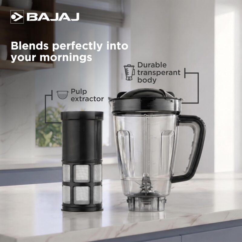 Bajaj Military Series Rex 750W 4 Jar Mixer Grinder | DuraCut Blades | 2-In-1 Function Blade In Dry Jar | 2 Yrs Warranty 【Red/Black】 - Image 8