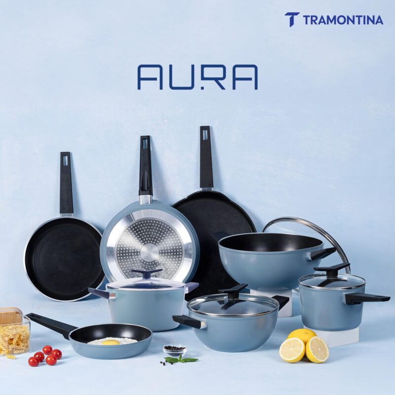 TRAMONTINA Aura Dosa Tawa 30cm | Reinforced Ceramic Non-Stick Cookware | Quick & Even Heating | Low-Oil Cooking | Bakelite Handle | Induction & Gas Compatible | Blueberry - Image 7