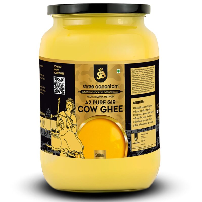 Shree Aanantam A2 Pure Gir Cow Ghee 500ml - Vedic Bilona Method