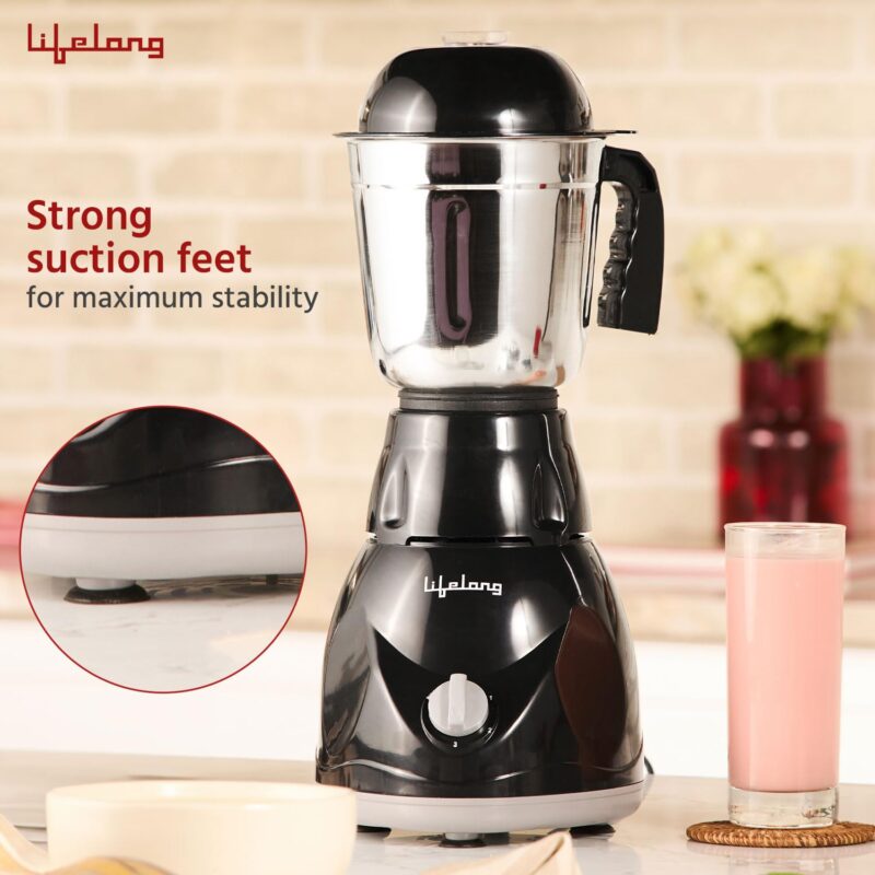Lifelong LLMG23 Power Pro 500-Watt Mixer Grinder with 3 Jars (Liquidizing, Wet Grinding and Chutney Jar), Stainless Steel blades, 1 Year Warranty (Black) - Image 9