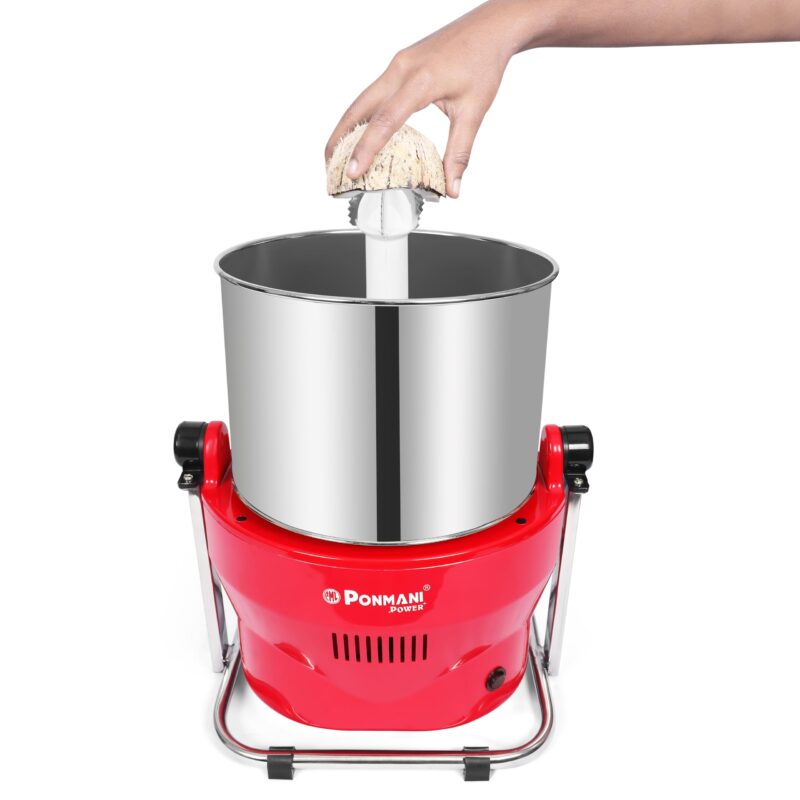 Ponmani Power Plus - 3 litres Tilting Wet Grinder | Red | 225W, 100% Copper Motor | Fast Grinding (10-20Min) | Suitable for Chocolate & Nuts Grinding - Image 4
