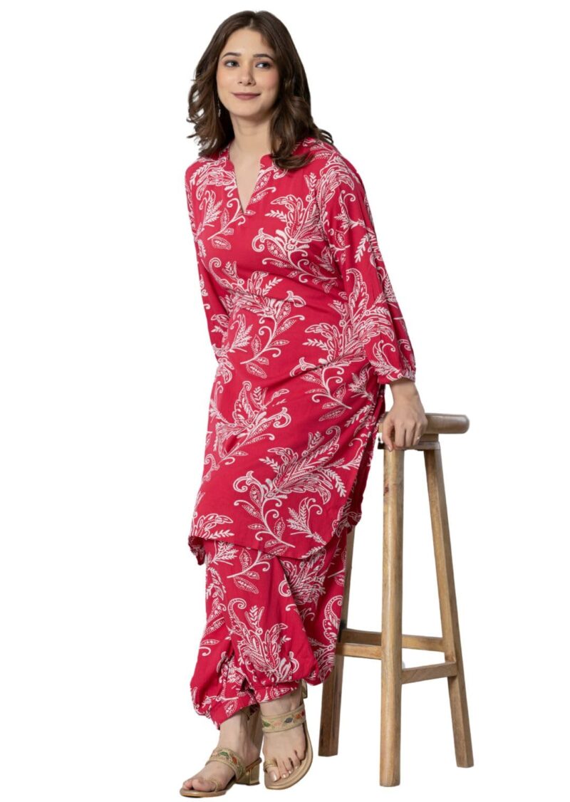 rytras Women's Pure Cotton Printed Straight Kurta Set with Palazzo Pants - Ethnic Wear, Pink(RYT590-New,XXL) - Image 5