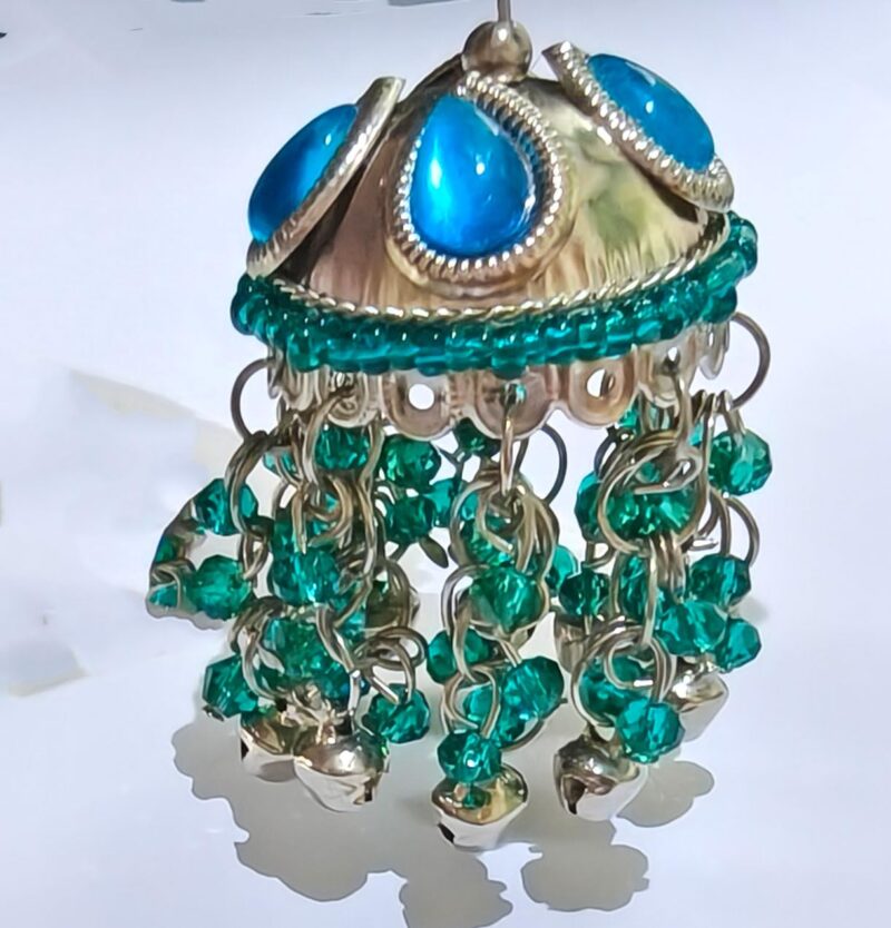 Fuschianet Accessories New Improved Maula Mere Maula Husna Blue Silver Alloy Oxidized Paisley Large Jhumka Earrings for Women and Girls - Image 3