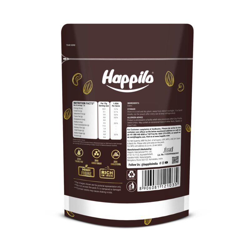 Happilo Premium International Queen Kalmi Dates 200g | Khajur, Khajoor | Dry Fruits | Dates in Fresh | Healthy Snacks | Dry Dates | Soft & Sweet | Natural Sweetness | No Preservatives - Image 2