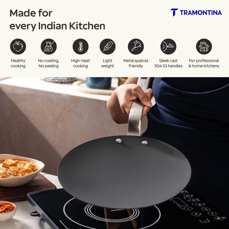 TRAMONTINA Heritage Iron Roti Tawa 26 cm | Black - Image 3