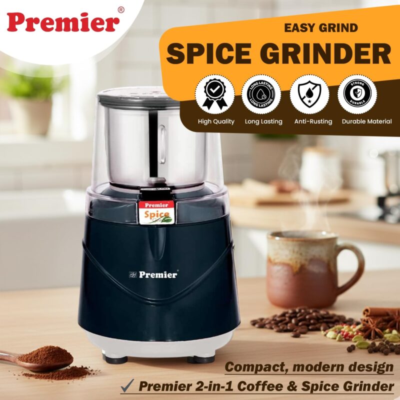 Premier Spice Grinder | 350W Wet & Dry Multifunction Food Grinder | Stainless Steel Herbs, Spices, Nuts, and Coffee Grinder for Home & Office with Detachable Jar - Image 2