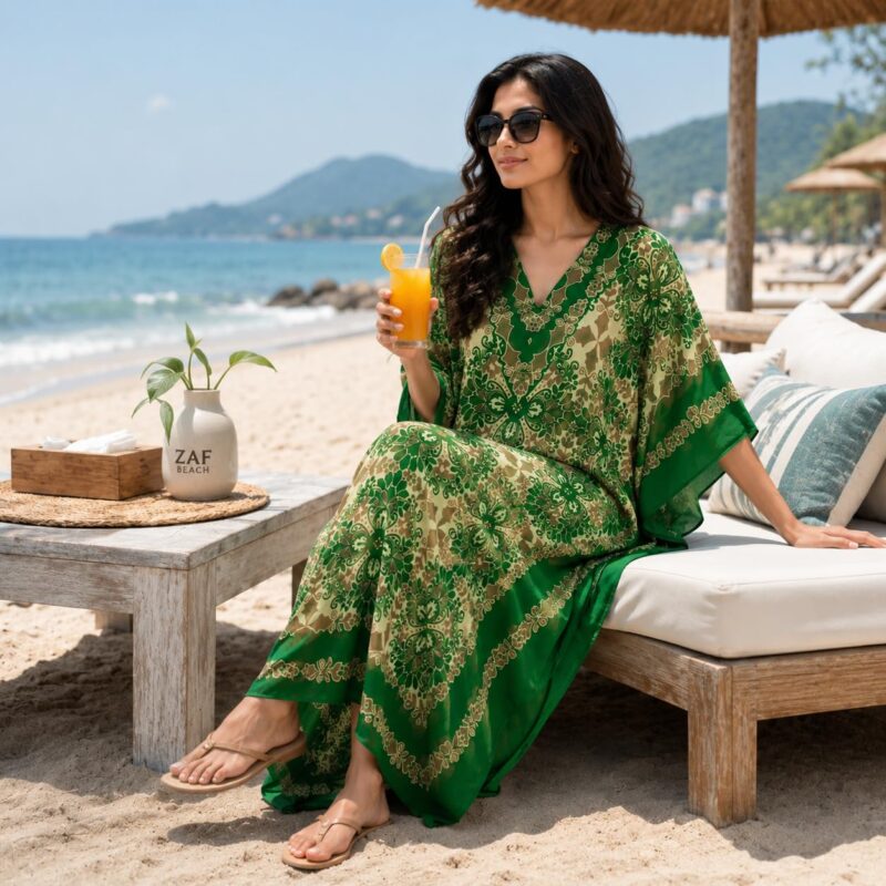 Art Of Creation Kaftan Maxi Style Casual Kaftan for Women (IN, Alpha, Free Size, Standard, Green) - Image 5