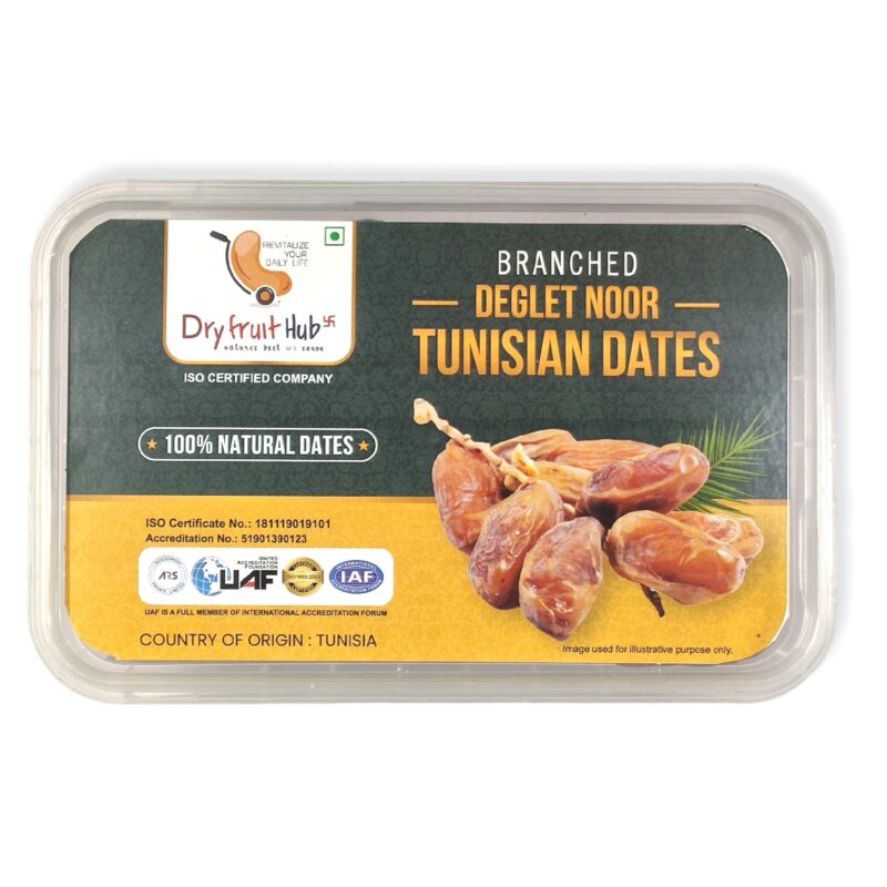 Dry Fruit Hub Tunisian Dates 800g (2x400g) | Deglet Nour Branched Date | Queen of All Khajur | Natural, No Added Sugar | Premium Khajoor | ISO Certified