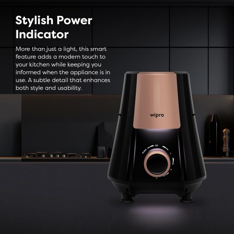 Wipro Elato Divine FMG 215 800 Watt Mixer Grinder with 4 Jars,Heavy Duty 100% Copper Ball Bearing Motor with 5 Year Warranty,Superfast Grinding,Clip Lids - Hands Free use, 4 Jars Mixer Grinder,Black - Image 4