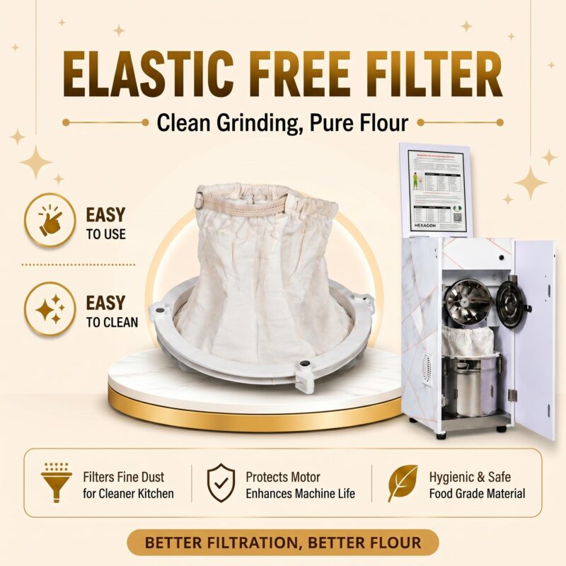 ShreejiFine BakonP Ultimate Atta Chakki | Stainless Steel Chamber| Stainless Steel Grinder| Premium Cabinet | Brass Jali Set | Multi Grain | Elastic Free Cloth Filter | Low Noice | Work on 5.0 AMP - Image 6
