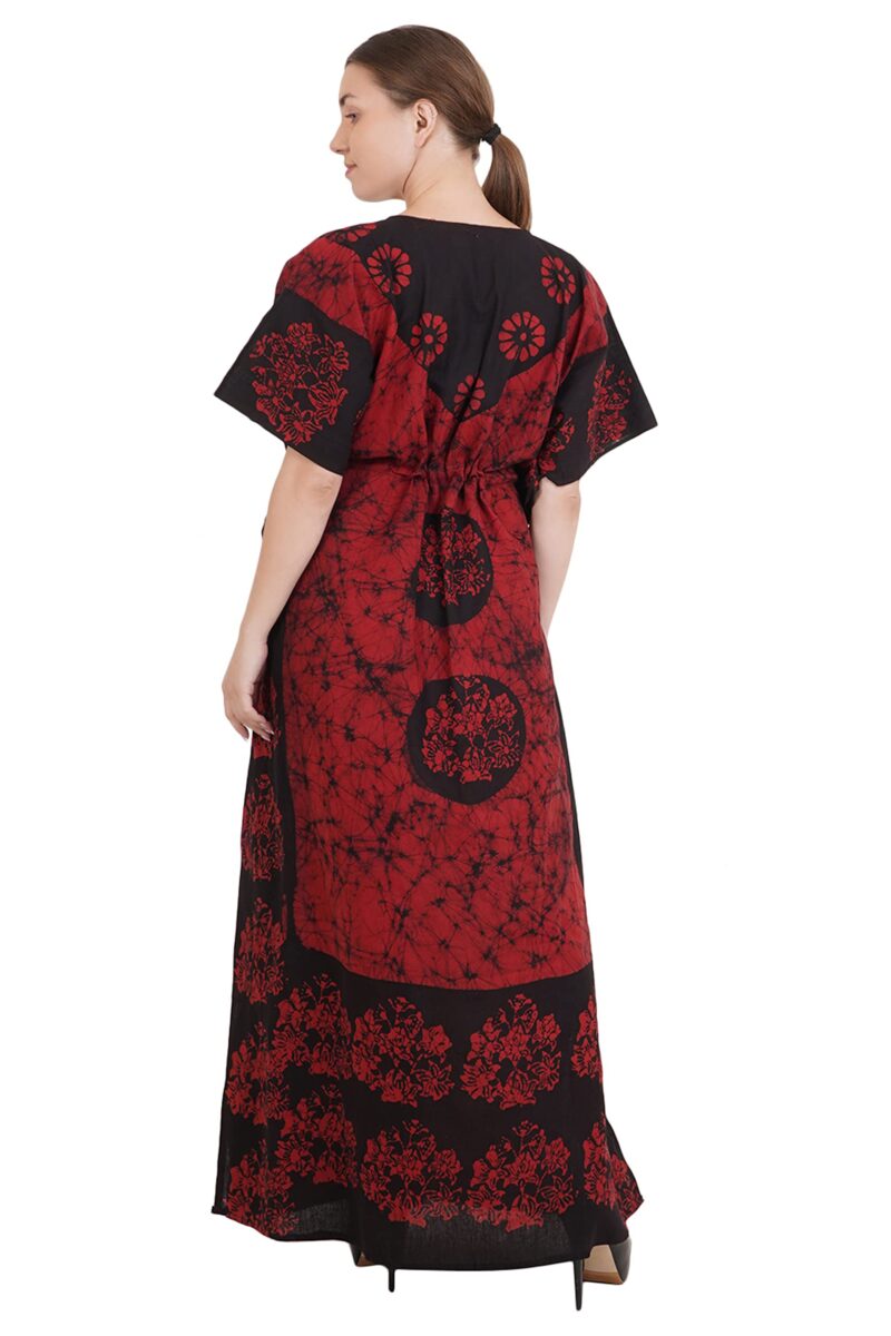 Onekbhalo Women's Cotton Kaftan Floral Maxi Nighty (Free Size, Maroon) - Image 4