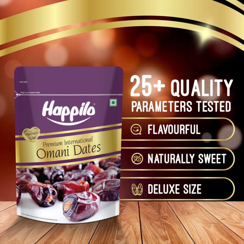 Happilo Premium International Omani Dates 500g | Healthy snacks, Dry fruits, Khajoor, Khajur, Nutritious| Rich in Vitamins & Minerals | Natural Sweetener - Image 4