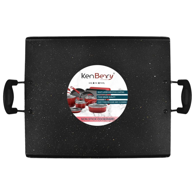 KenBerry Heavy Granite Finish Non Stick Big Flat Pathri Tawa | 38 X 30 CM | Square | Rectangular Pathiri Tawa for Dosa | Paratha | Roti | Chapati | (Aluminium, Non-Stick Cookware, for Indian Kitchen) - Image 5