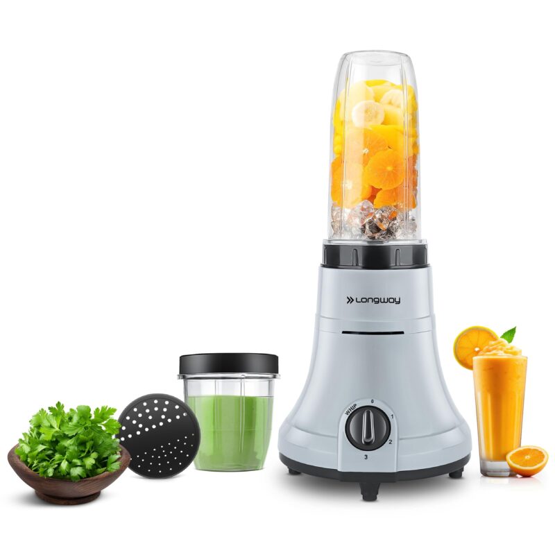 Longway Sage 500 Watt Juicer Mixer Grinder for Grinding, Mixing, Juicing with Powerful Motor (Gray & Black, 2 Jars)