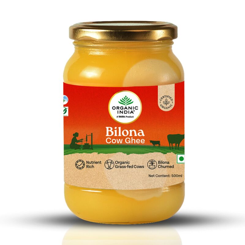 Organic India Pure Bilona Ghee, 500ml | Labs Tested on 250+ Parameters | Certified Organic | Glass Bottle | Sourced from Organically Fed Cows | Authentic Taste, Rich in Healthy Fat