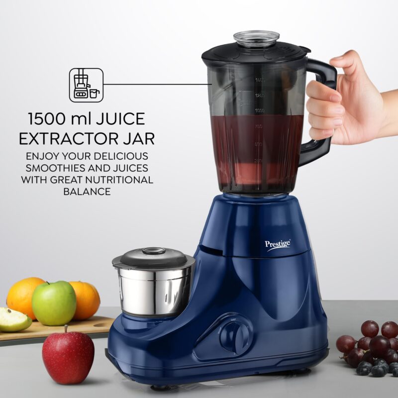 Prestige Astra 750 Watt Mixer Grinder with 5 Jars (3 Stainless Steel + 1 Juicer + 1 Mix-O-Keep) | Space-Saving Stacking Design | Blue | 2Y Warranty | ISI Certified - Image 3