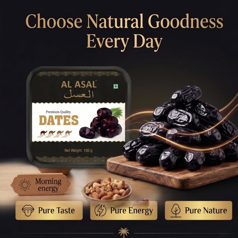 AL ASAL Ki-mia Gold Dates 1kg | Premium Soft Mazafati Dates | IML Container Packed | All Natural | No Added Sugar | Preservative-Free | Gluten-Free | Non-GMO | Fresh Queen Khajur - Image 4