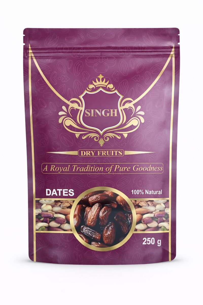 Singh Dry Fruits Premium Natural Dates, Soft & Sweet Seedless Dry Fruits, High Fibre Energy Snack, No Added Sugar (500gm)