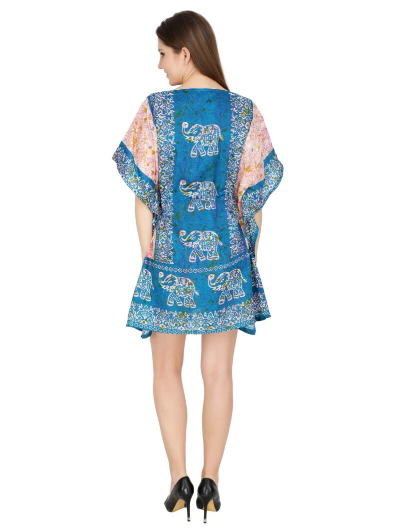 Ukal Women Fashion Short Kaftan Top Nightwear Tunic Dress (Free Size) (Turquoise, Polyester) - Image 5