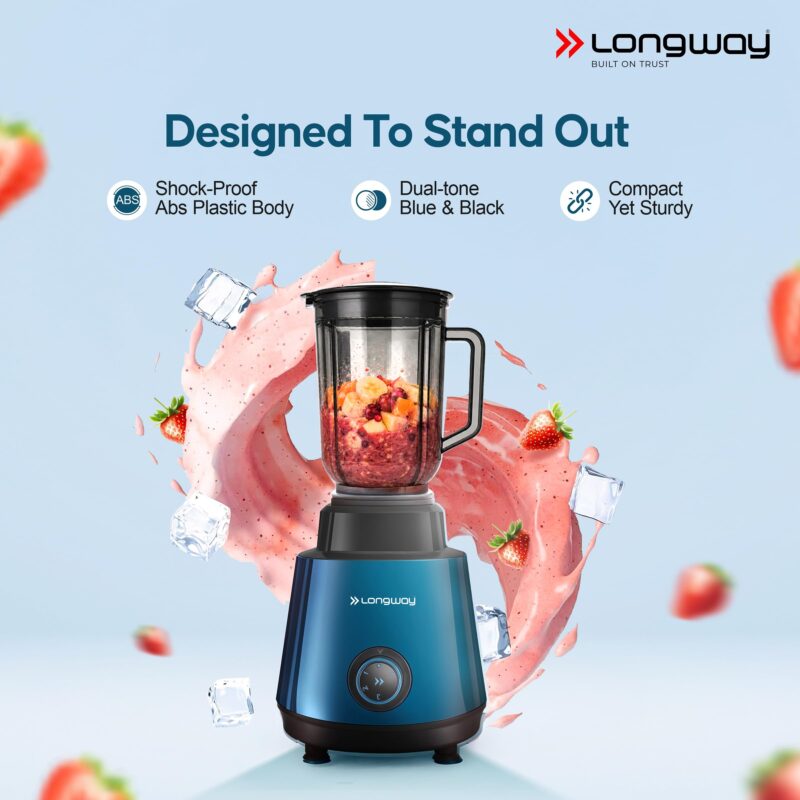 Longway Super Pro Juicer Mixer Grinder | Up to 750W Max Output Powerful Motor | 4 Jars for Grinding, Mixing, Juicing | 2 Years Warranty (Blue & Black) - Image 5