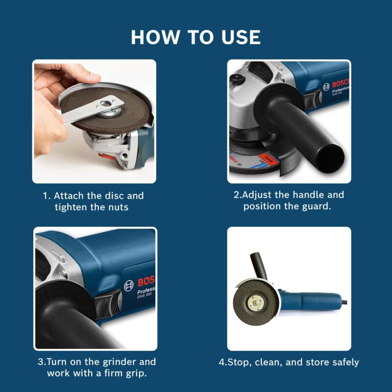 BOSCH Professional GWS 600 Angle Grinder | 670W Power | No-load Speed of 11000 RPM | Versatile Cutting and Grinding Tool | M10 Grinding Spindle Thread | 100 mm Disc | 1 Year Warranty - Image 5