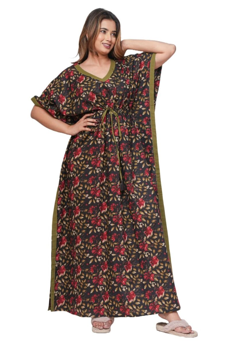 Urali® Women's 100% Cotton Kaftan (Black, Free Size) - K502