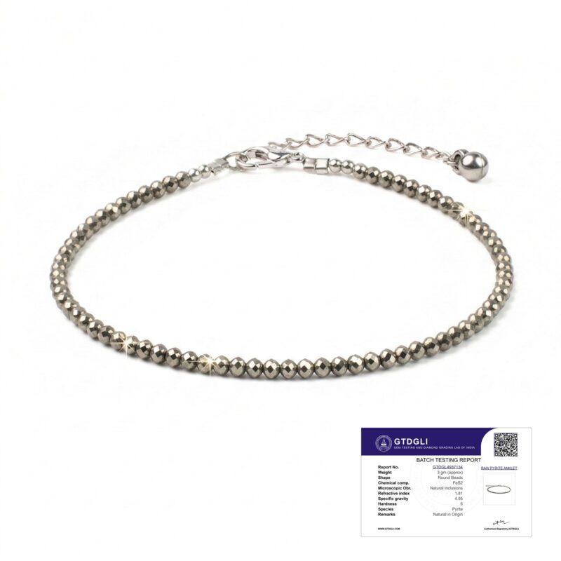 Astrotalk Raw Pyrite Anklet for Women | Stone of Money, Protection & Power