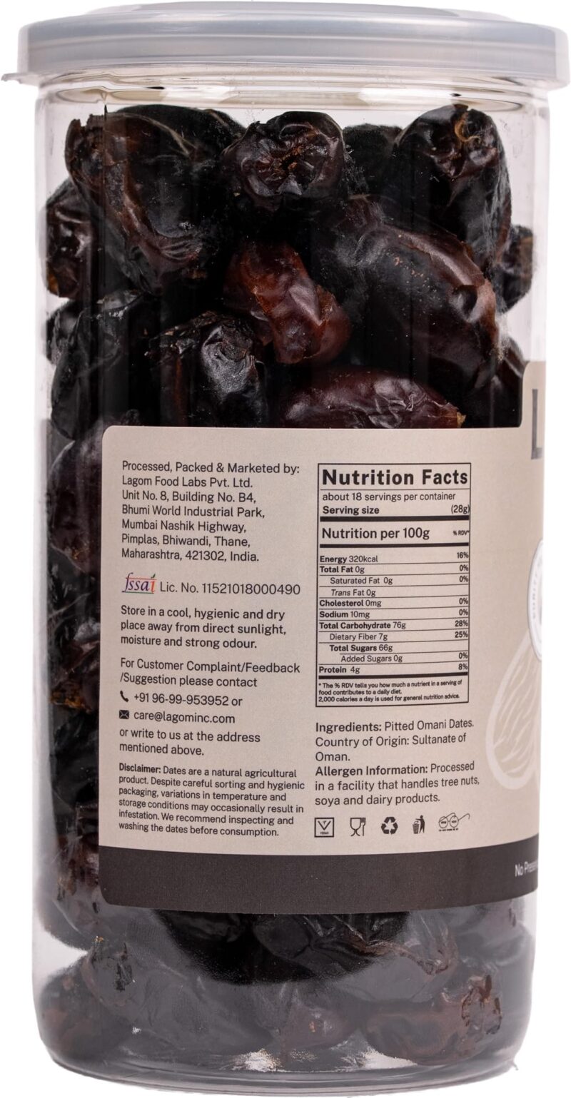 Lagom Omani Seedless Dates 500g | Premium Pitted Khajoor from Oman | Soft, Naturally Sweet & Convenient | No Added Sugar, No Preservatives | Vegan, Gluten Free, Non-GMO - Image 2
