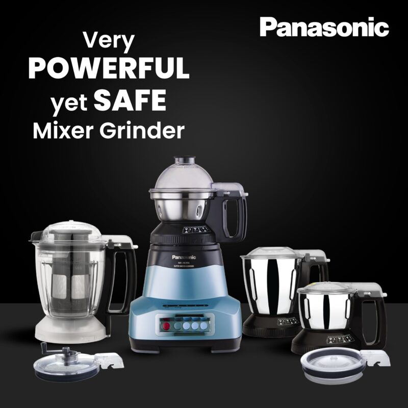 Panasonic Heavy Duty Mixer Grinder For Kitchen MX-AE486 (Light Blue) Monster Series Powerful 2000W Motor |3 Stainless Steel Multipurpose + 1 Juicer Jar |Warranty 2 Years on Product & 5 Years on Motor - Image 2