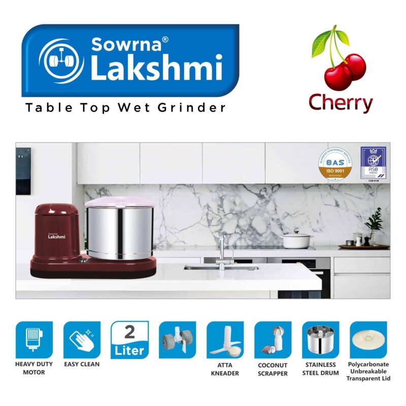 Sowrna Lakshmi Wet Grinder Cherry,ABS Body - Image 2