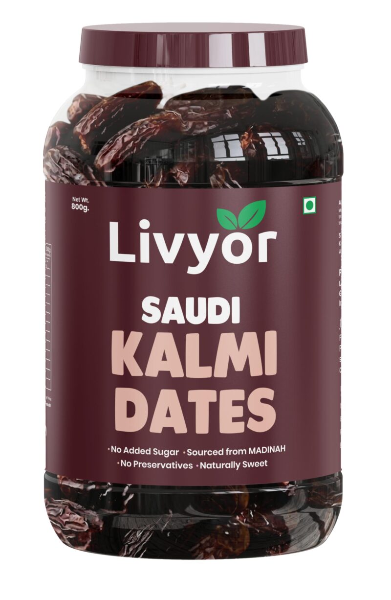 Livyor Premium Saudi Kalmi Dates for eating - 800gm | Khajoor | Khajur Dry Fruits | No Added Sugars | High in Fibre | Naturally Sweet | Pack of 1