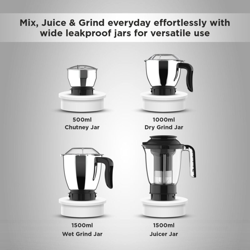 Butterfly Nexo 750W Mixer Grinder Food Processor with 6 Jars | Kneading, Chopping, Slicing, Grinding, Mincing, Grating, Juicing & Spice grinding | Evion-GT Motor with FPSS Technology | Ink Blue - Image 5