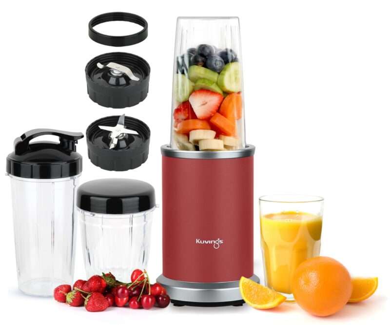 Kuvings New 2025 Nutri Blender PRO 2.0 Ferrari Red, Powerful 1000 W Motor Metal, Upgraded 2 Blade Set for Wet & Dry, 2 Jars, Longest Warranty 7 Yrs, Mixer/Grinder/Smoothie Maker
