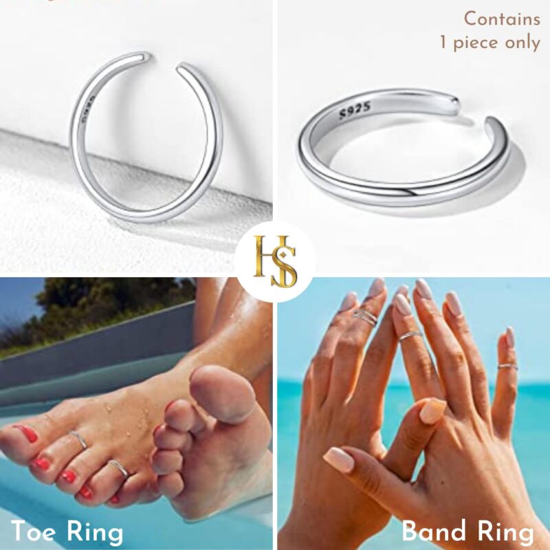 HighSpark Silver Toe Ring for Women | 92.5 Sterling Silver Hypoallergenic Adjustable Toe Rings | Minimal & Elegant Designs - Single Line - Image 4