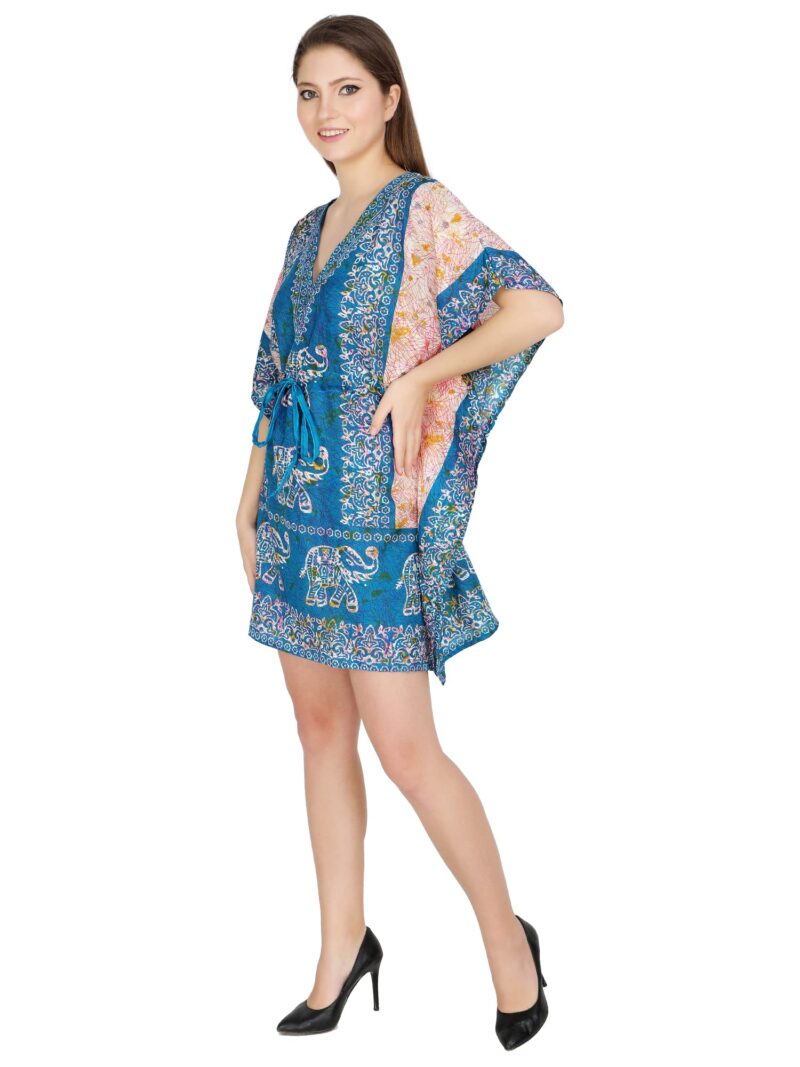 Ukal Women Fashion Short Kaftan Top Nightwear Tunic Dress (Free Size) (Turquoise, Polyester) - Image 2