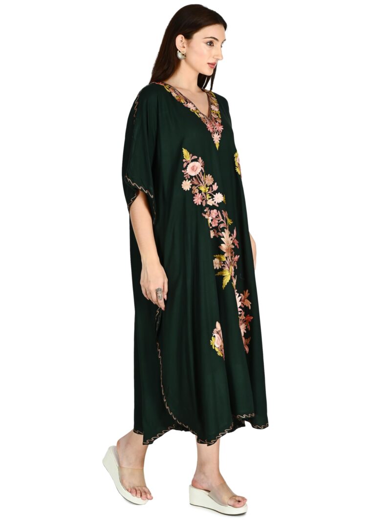 TVAREETAZ Women Kashmiri Rayon Cotton Long Kaftan, Soft Fabric Blend, Free Size, Relaxed Fit (TAZ126) Multicolour - Image 3