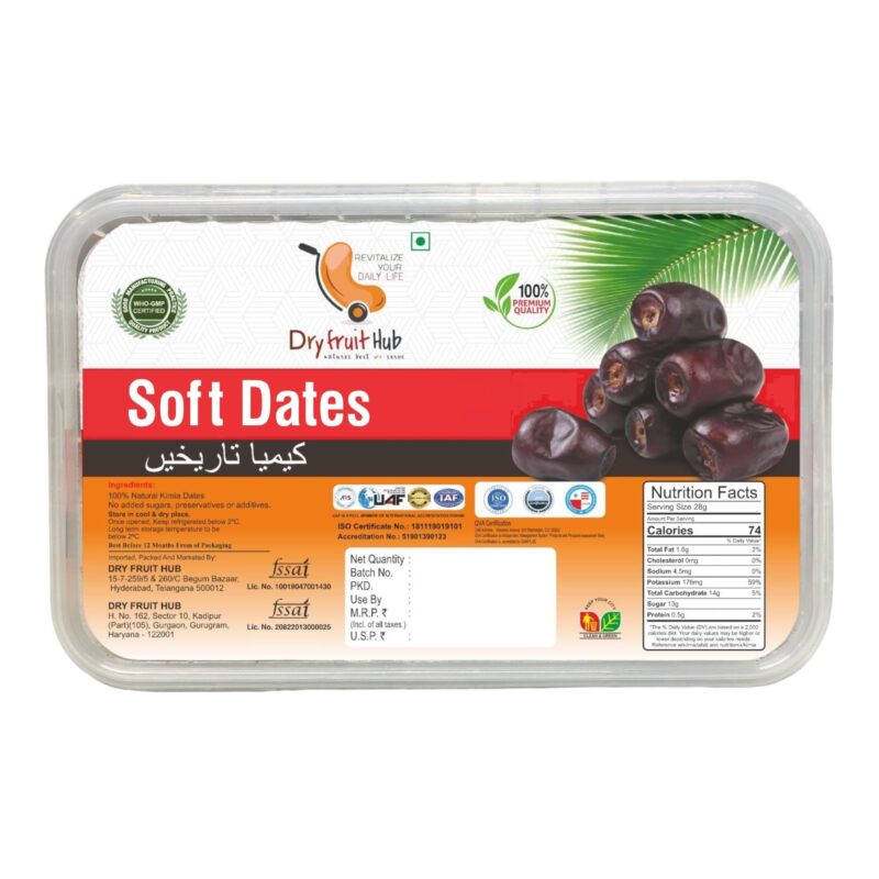 Dry Fruit Hub Soft Dates 1Kg Fresh Mazafati Dates Khajoor Pack Of 2 Each 500g | 100% Natural Soft, Juicy & Fresh Kimia | No Added Sugar And Preservatives | Healthy Snack | Perfect for Snacking, Baking, Smoothies - Image 3