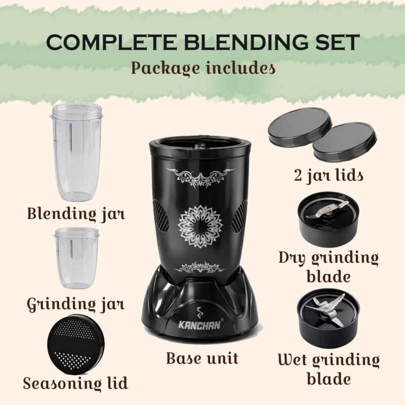 Kanchan Nutri Blender Juicer Mixer Grinder, Smoothie Maker, Masala Grinder, Chutney Blender, Copper Motor with 450W, 2 Unbreakable Jars, SS Blades, (2 Jars & 2 Blade) BIS Certified - 1 Year Warranty - Image 7