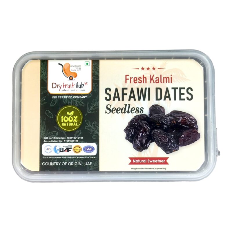 Dry Fruit Hub Safawi Dates Seedless 1kg, Original | Kalmi Dates | Soft, Dark & Naturally Sweet | Handpicked Dates | Ready to Eat | Hygienically Packed