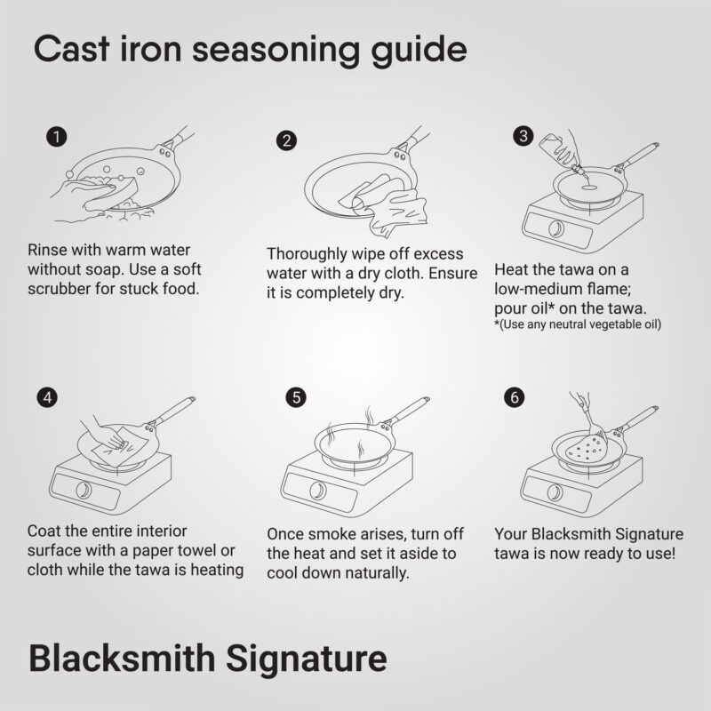 Stahl Blacksmith Signature 26 cm Cast Iron Roti Tawa | for Fluffier Rotis, Crispier Parathas & Golden Chillas | Induction & Gas Stove Compatible | Acacia Wood Handle - Image 8