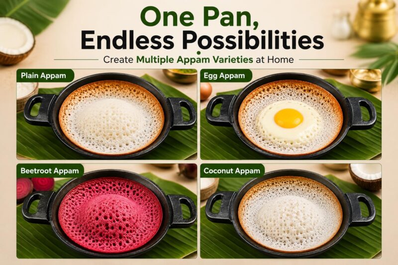 Cast Iron Appam Pan (Appachatty) | 100% Pure & Non Chemical Coating | Naturally Non-Stick (Pre-Seasoning) | Even Heat Cooking | Heavy-Duty | Gas Compatible - Image 3